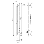 Полотенцесушитель электрический Otgon Stem OTG-LSTE150-17BRRt, 150х17 см, черный муар