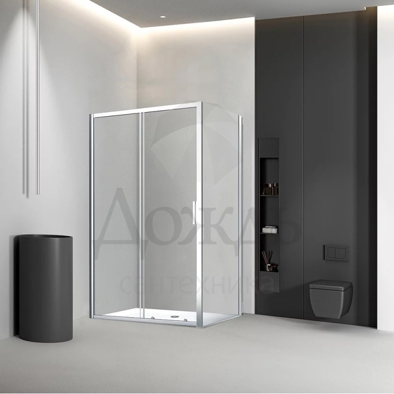 Купить Veconi 120х80 см, VN46-120-01-C5, прозрачное стекло, профиль хром, без поддона в интернет-магазине Дождь