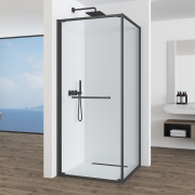 Купить 90х90, Black & White S1120-9090GM, прозрачное стекло, профиль брашированная оружейная сталь, слайд -дверь в интернет-магазине Дождь