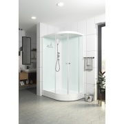 Купить 120х80 см, Domani-Spa Delight Slim 128 L стекло сатин./бел стекло, белый профиль, поддон низкий в интернет-магазине Дождь