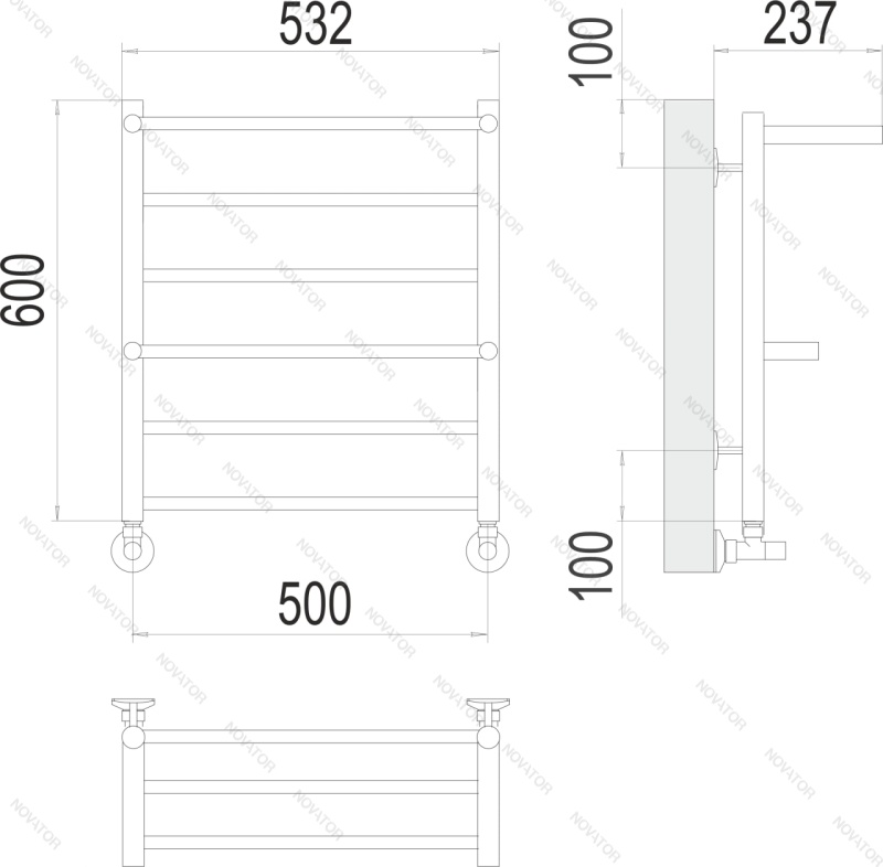 Terminus Аврора П6, 60х50 см, хром