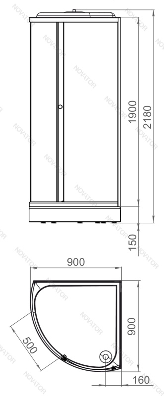 DOMANI-Spa 90х90 см Simple Sm99, тонированное стекло, профиль графит, поддон низкий