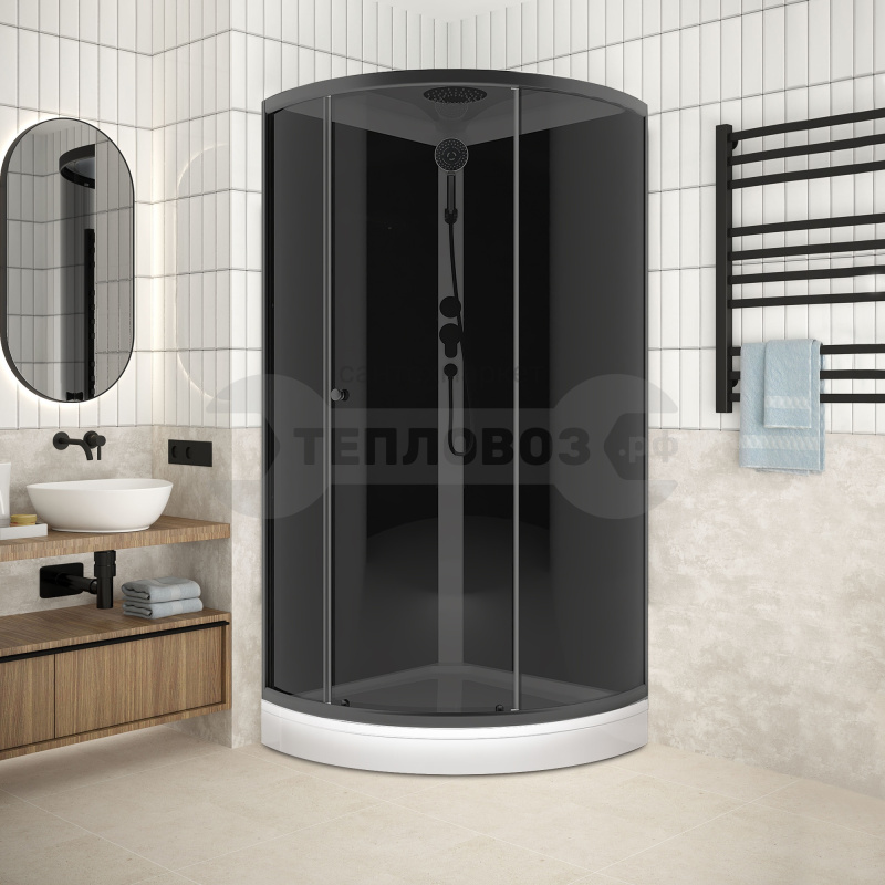 Купить DOMANI-Spa 90х90 см Simple Sm99, тонированное стекло, профиль графит, поддон низкий в интернет-магазине Тепловоз